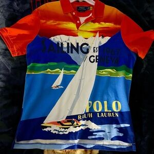 Ralph Lauren Polo 1967 Geneva Regatta Yacht Classic Fit Sailboat Mesh Polo Shirt